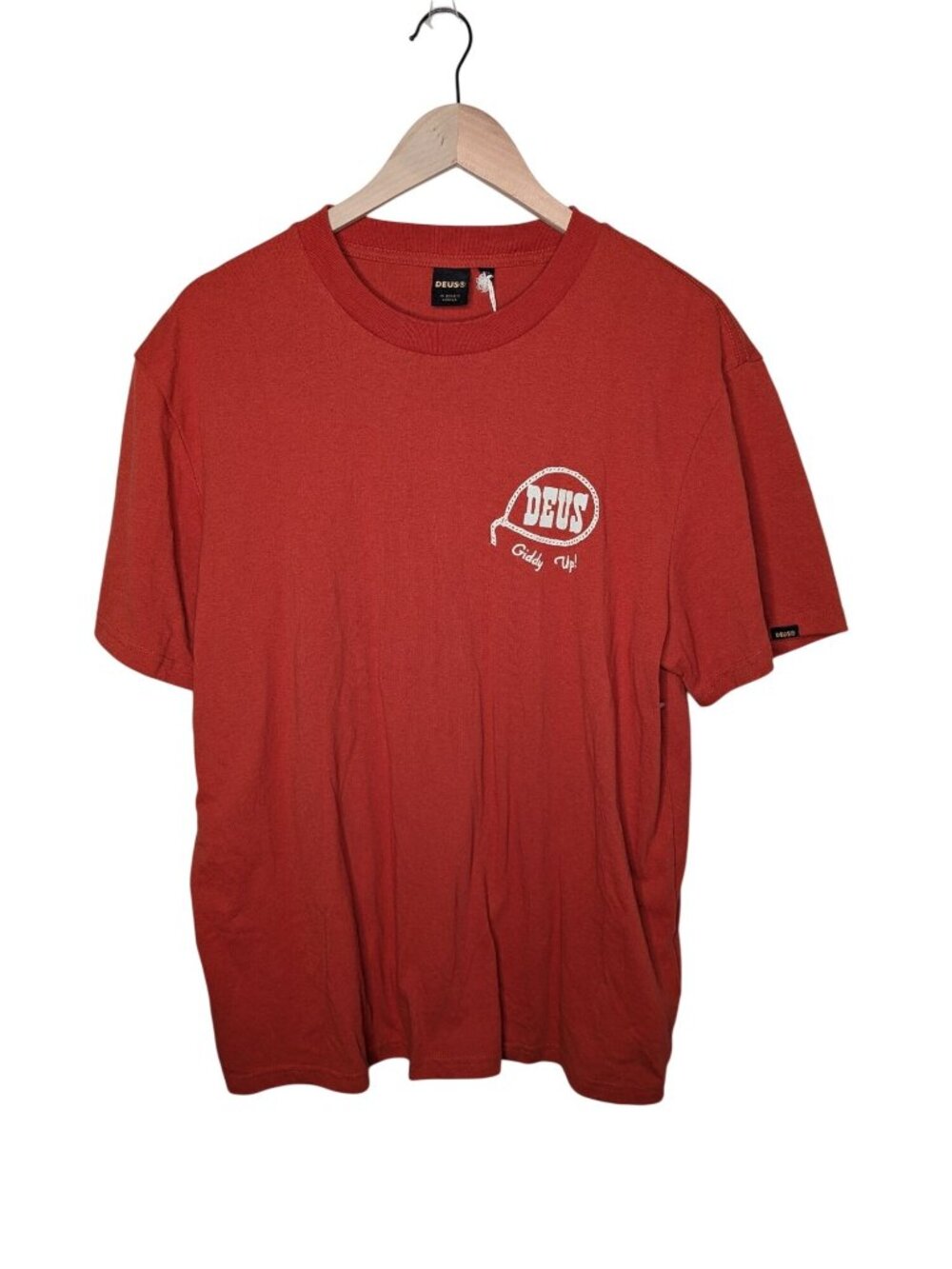 Deus Ex Machina Mens Ropeburn Tee Shirt Rust Red Large